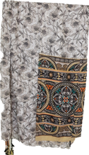 Load image into Gallery viewer, Floral Print Scarf With Mixed  Print Border Ivory