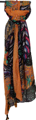 Funky Print Scarf With Tassels