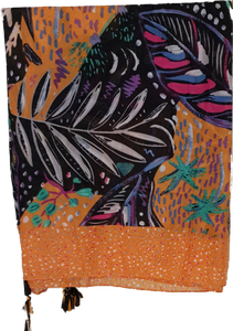 Funky Print Scarf With Tassels