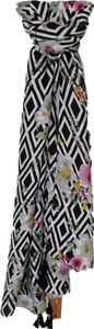 Diamond And Floral Pattern Scarf