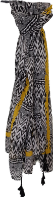 Monochrome Print With Mustard Accent Scarf