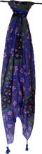 Load image into Gallery viewer, Blue Green Floral Print Scarf