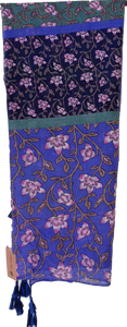 Blue Green Floral Print Scarf