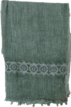 Load image into Gallery viewer, Green Crinkle With Lace Detail Scarf