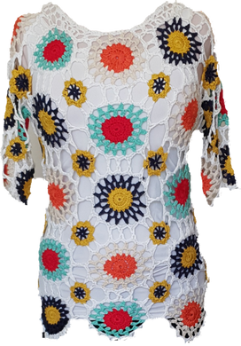 Retro Style Crochet Design Lace Look Top