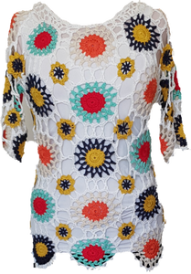 Retro Style Crochet Design Lace Look Top