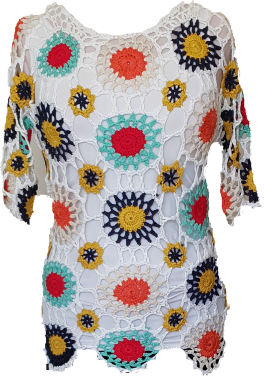Retro Style Crochet Design Lace Look Top