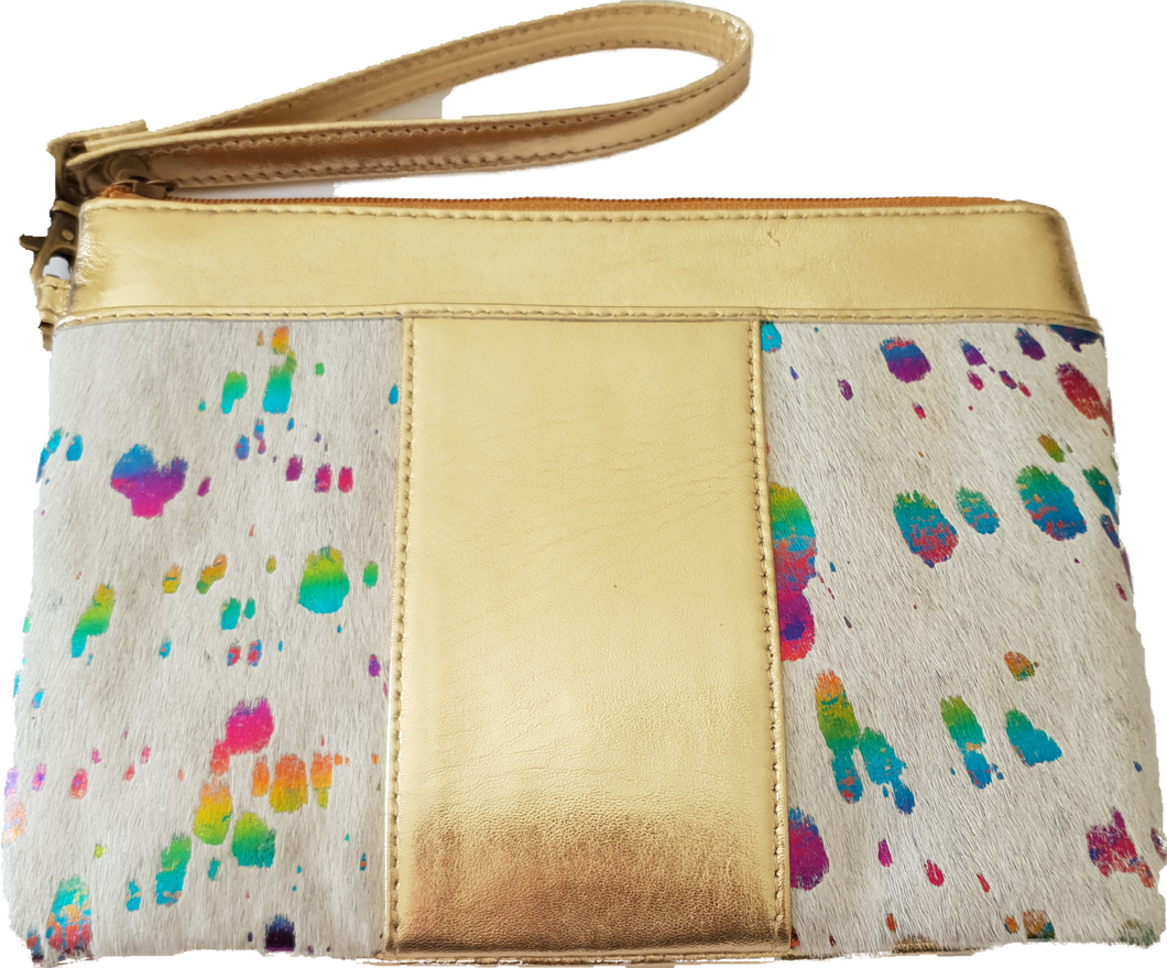 Leather And Cowhide Wristlet Clutch San Diego The Design Edge