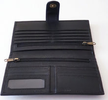 Load image into Gallery viewer, Leather and Cowhide Large Ladies Wallet Los Angeles Black Gold  The Design Edge 
