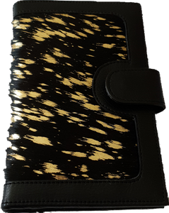 Leather and Cowhide Large Ladies Wallet Los Angeles Black Gold The Design Edge 