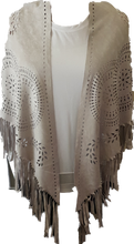 Load image into Gallery viewer, Suede Look Fringe Shawl Scarf Grey