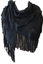 Load image into Gallery viewer, Suede Look Fringe Shawl Scarf Blue