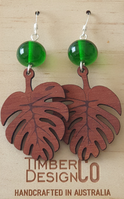 Timber Design Co. Drop Earrings With Glass Bead