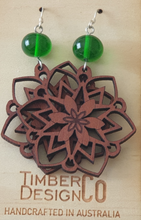 Load image into Gallery viewer, Timber Design Co. Drop Earrings With Glass Bead