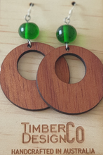 Load image into Gallery viewer, Timber Design Co. Drop Earrings With Glass Bead