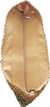 Load image into Gallery viewer, Straw Tote Bag With Khaki Stripe Detail 