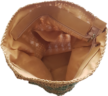 Load image into Gallery viewer, Straw Tote Bag With Khaki Stripe Detail 