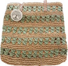Load image into Gallery viewer, Straw Tote Bag With Khaki Stripe Detail 