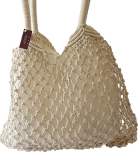 Load image into Gallery viewer, Macrame Woven Tote Bag Cream