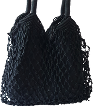 Load image into Gallery viewer, Macrame Knot Woven Tote Bag Black