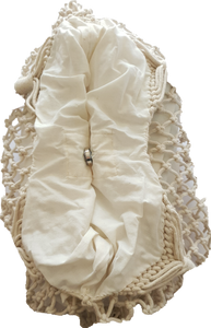 Macrame Knot Woven Tote Bag Cream