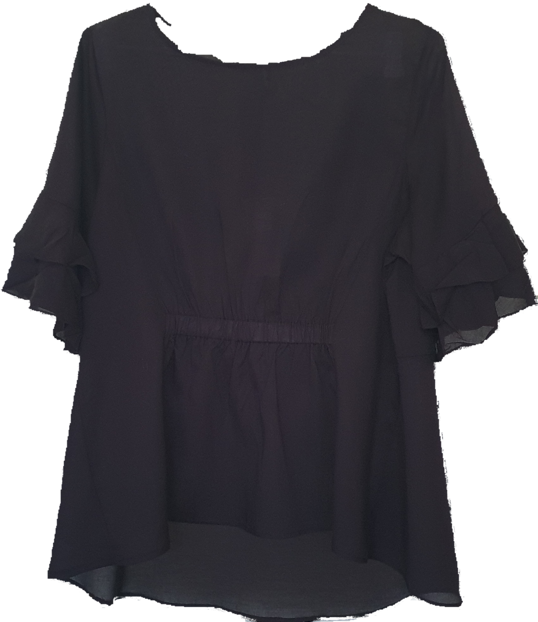 JJ Sisters Black Cotton Viscose Top