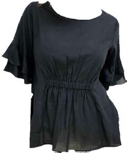 JJ Sisters Black Cotton Viscose Top 