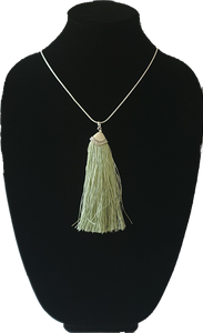 Light Green Tassel Necklace Cienna Designs 