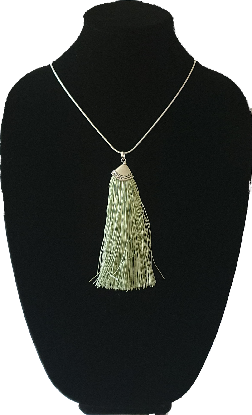 Light Green Tassel Necklace Cienna Designs 