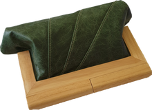 Load image into Gallery viewer, Forest Green Leather and Timber Clutch Moy Tasmania 