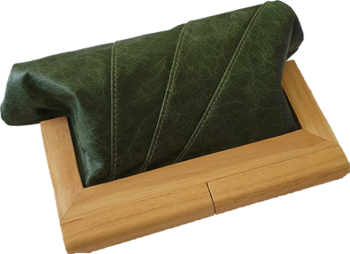 Forest Green Leather and Timber Clutch Moy Tasmania 