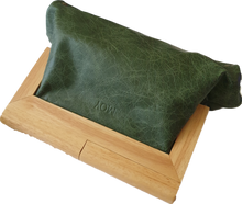 Load image into Gallery viewer, Forest Green Leather and Timber Clutch Moy Tasmania 