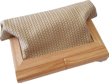 Load image into Gallery viewer, Ivory Cable Knit Leather and Timber Clutch Moy Tasmania