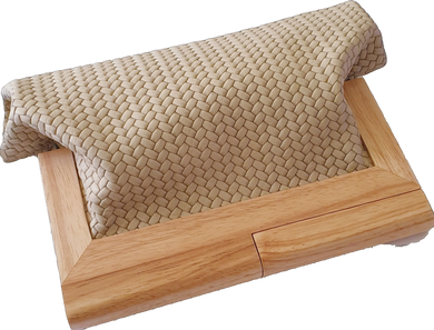 Ivory Cable Knit Leather and Timber Clutch Moy Tasmania