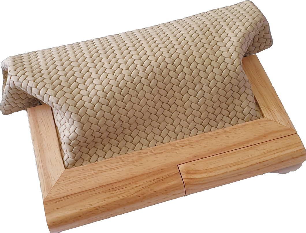 Ivory Cable Knit Leather and Timber Clutch Moy Tasmania