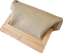 Load image into Gallery viewer, Ivory Cable Knit Leather and Timber Clutch Moy Tasmania 