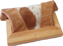 Load image into Gallery viewer, Camel Leather with Cowhide and Timber Clutch Moy Tasmania 