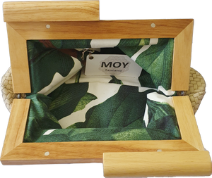 Ivory Cable Knit Leather and Timber Clutch Moy Tasmania 