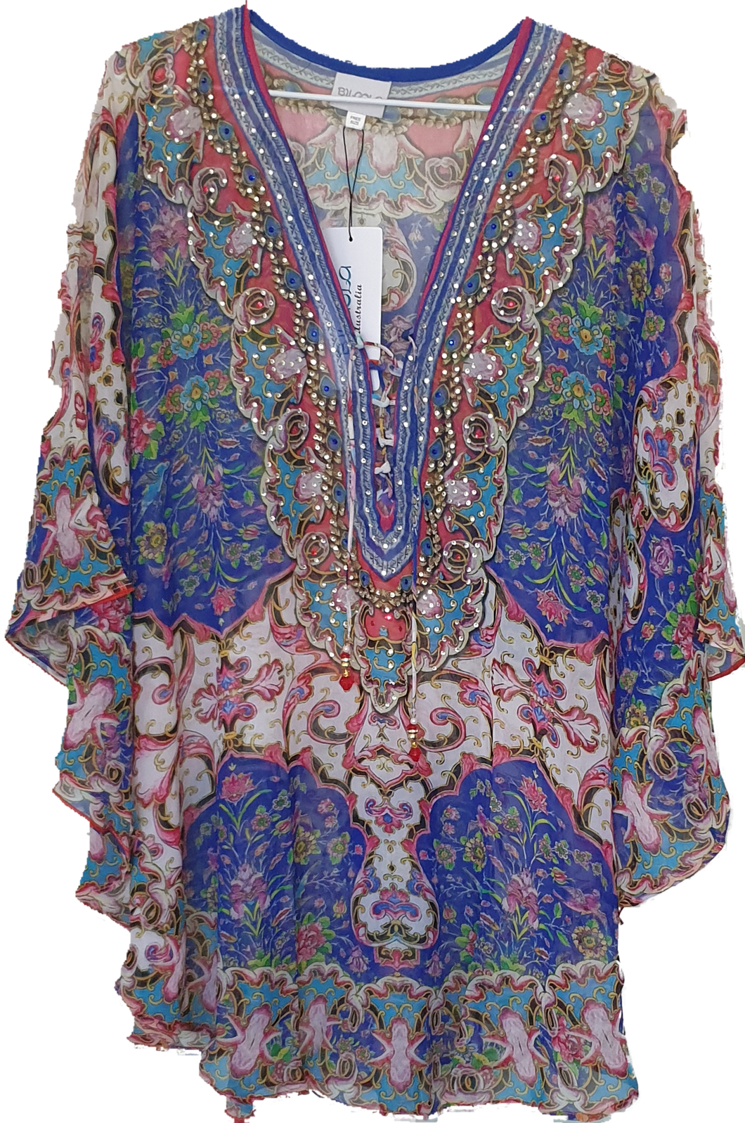 V-Neck Kaftan With Tie Front Detail
