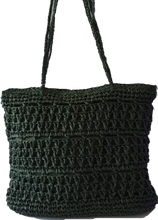 Load image into Gallery viewer, Forest Green Straw Tote Bag 