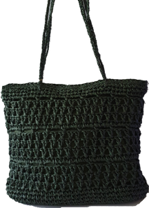 Forest Green Straw Tote Bag 