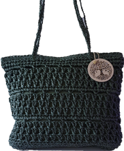 Load image into Gallery viewer, Forest Green Straw Tote Bag