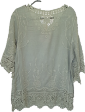 Load image into Gallery viewer, Isabella the Label Khaki Cotton Top With Lace Detail 