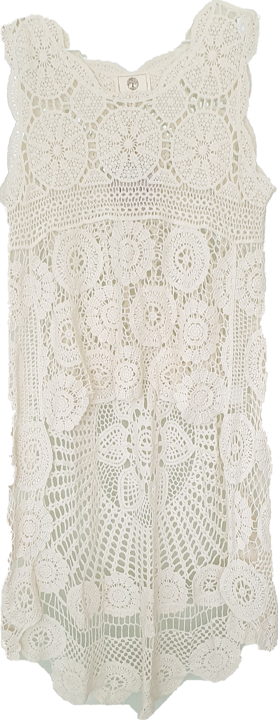 Cream Cotton Crochet Lace High Low Hem Top Isabella The Label