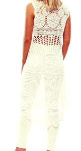 Cream Cotton Crochet Lace High Low Hem Top Isabella The Label