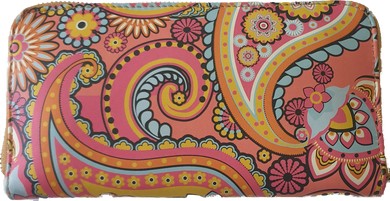 Cadelle Leather Bella Pink Paisley Print Wallet 