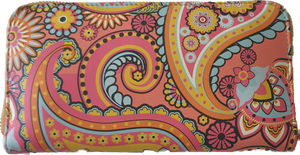 Cadelle Leather Bella Pink Paisley Print Wallet 