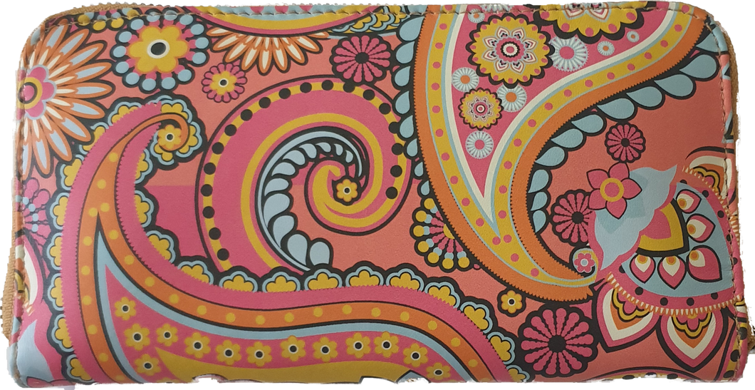 Cadelle Leather Bella Pink Paisley Print Wallet 