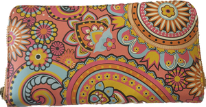 Cadelle Leather Bella Pink Paisley Print Wallet 