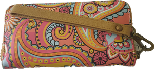 Cadelle Leather Bella Pink Paisley Print Wallet 